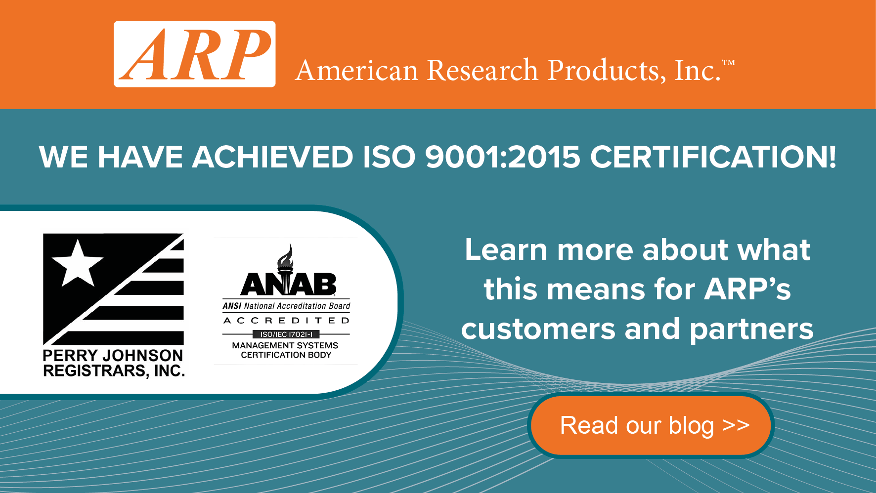 ARP Achieves ISO 9001:2015 Certification